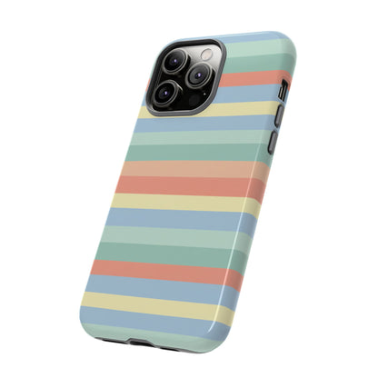 Pastel Striped Phone Case — Retro Horizontal Multi-Color Tough Case