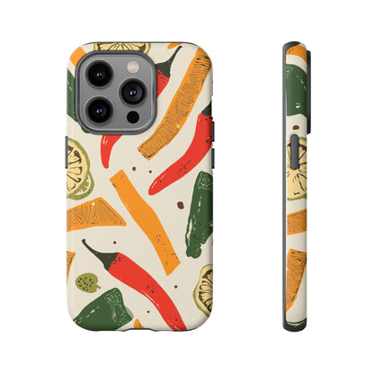 Spicy Peppers Phone Case – Colorful Chili, Lime & Citrus Pattern