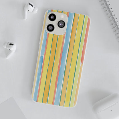 Watercolor Stripe Phone Case — Bright Pastel Vertical Stripes Protective Flexi Case
