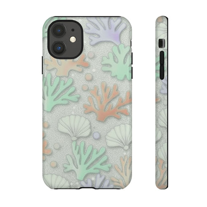 Pastel Coral Reef Tough Phone Case – Sea Shell & Coral Pattern Durable Protector