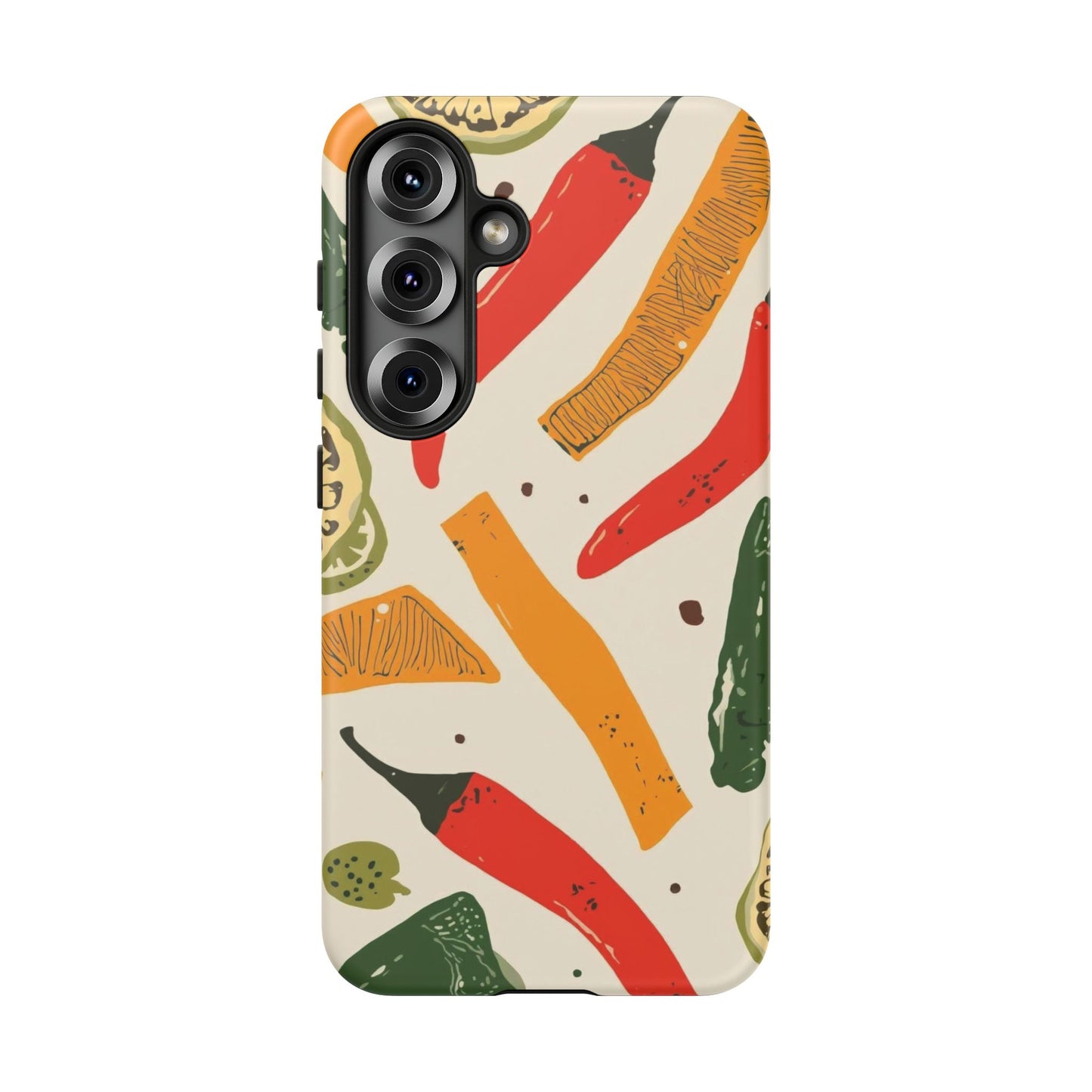 Spicy Peppers Phone Case – Colorful Chili, Lime & Citrus Pattern