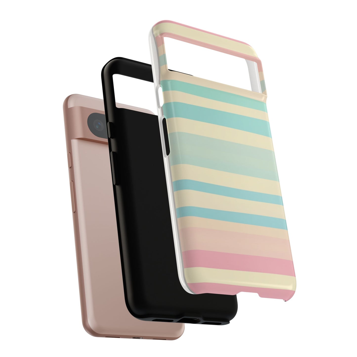 Pastel Striped Tough Phone Case – Protective Retro Rainbow Design