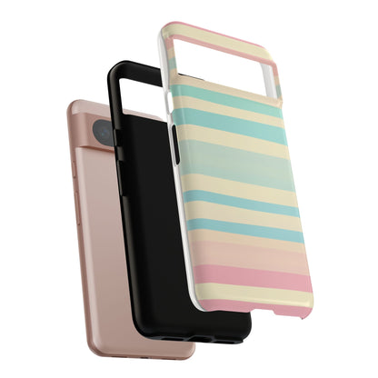 Pastel Striped Tough Phone Case – Protective Retro Rainbow Design