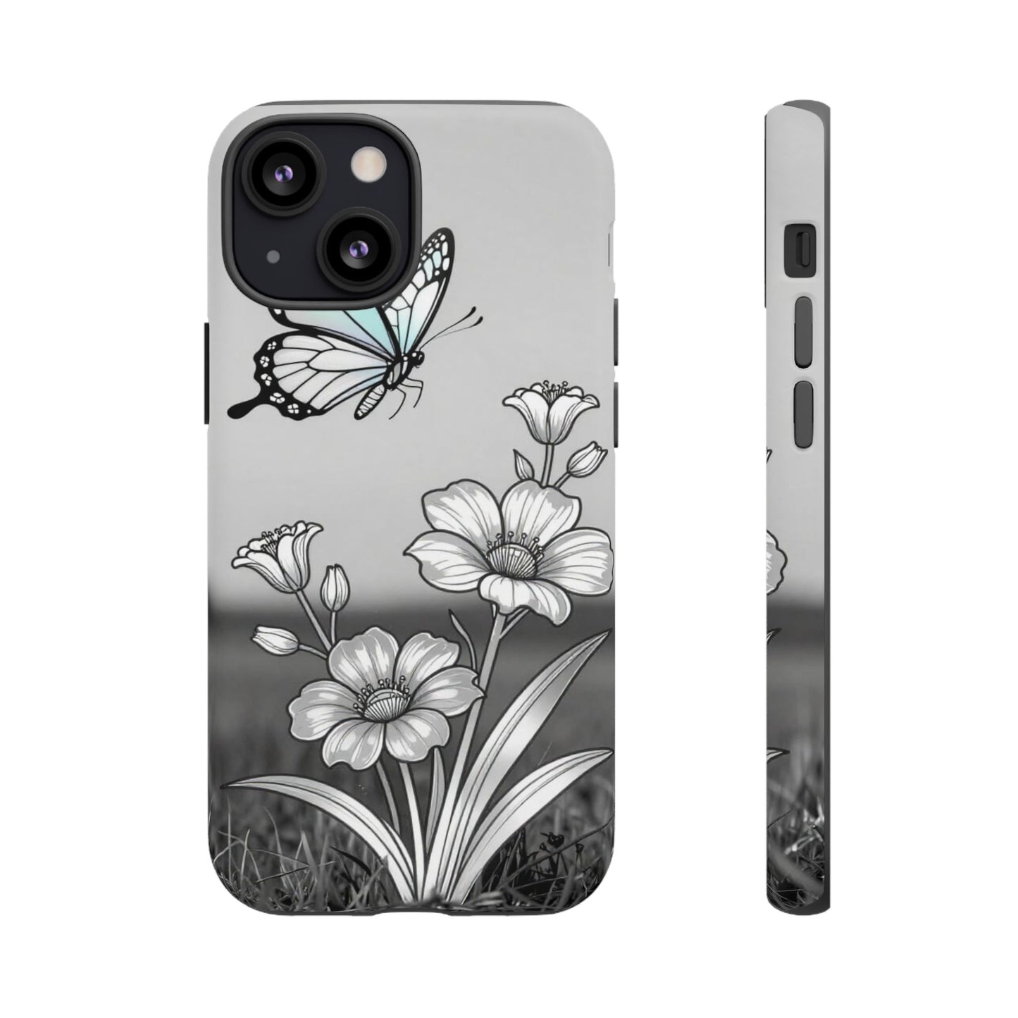 Butterfly & Wildflower Tough Phone Case — Durable Floral Phone Cover