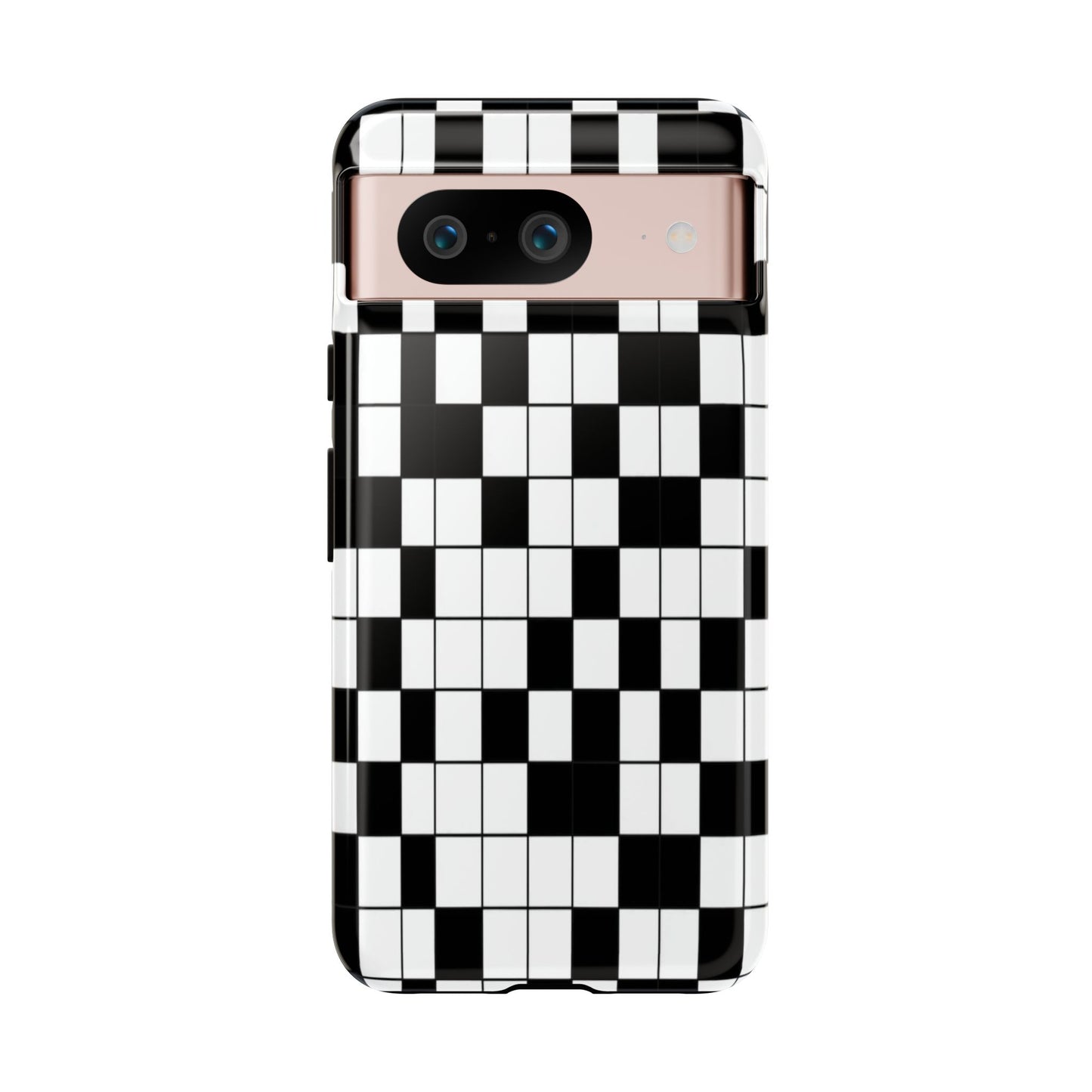 Crossword Grid Phone Case — Black & White Puzzle Pattern Tough Phone Cover