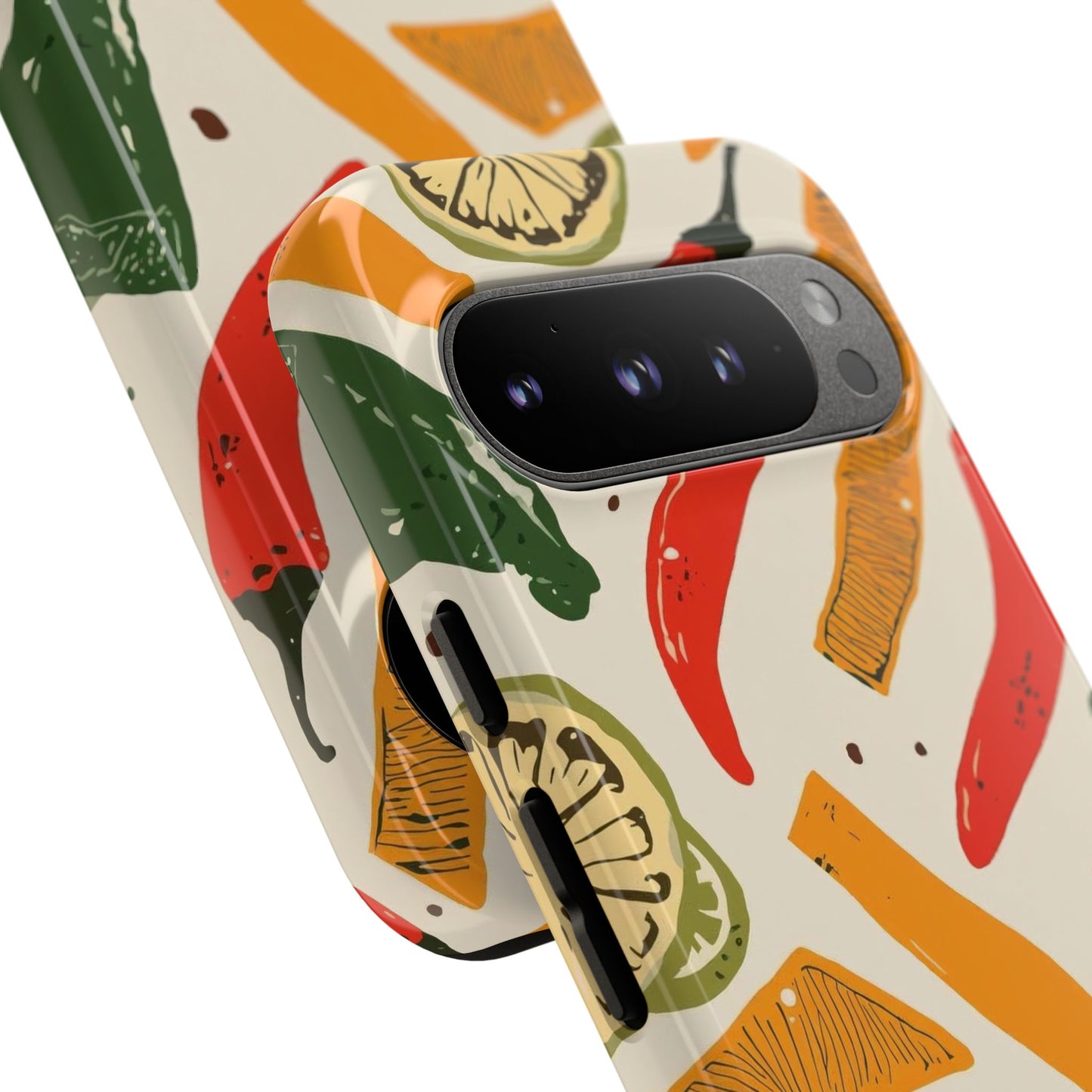 Spicy Peppers Phone Case – Colorful Chili, Lime & Citrus Pattern