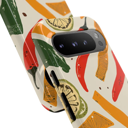 Spicy Peppers Phone Case – Colorful Chili, Lime & Citrus Pattern