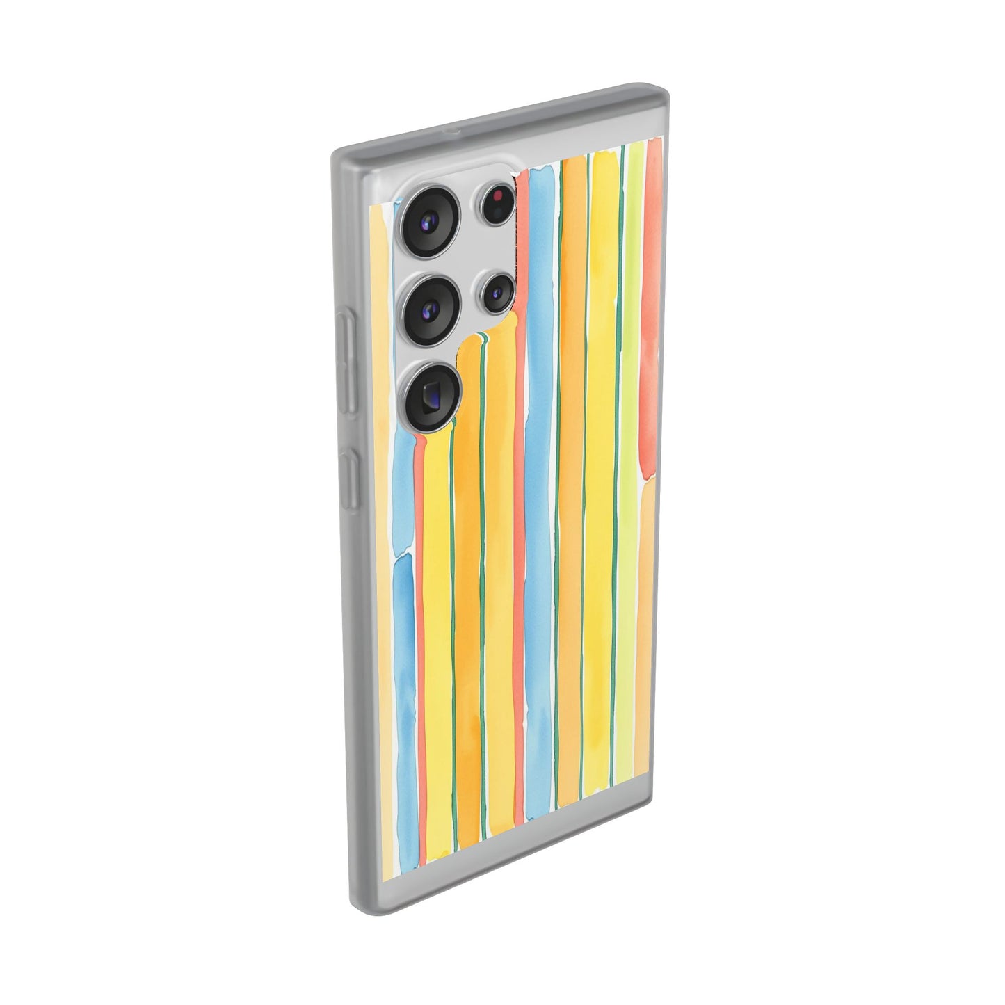 Watercolor Stripe Phone Case — Bright Pastel Vertical Stripes Protective Flexi Case