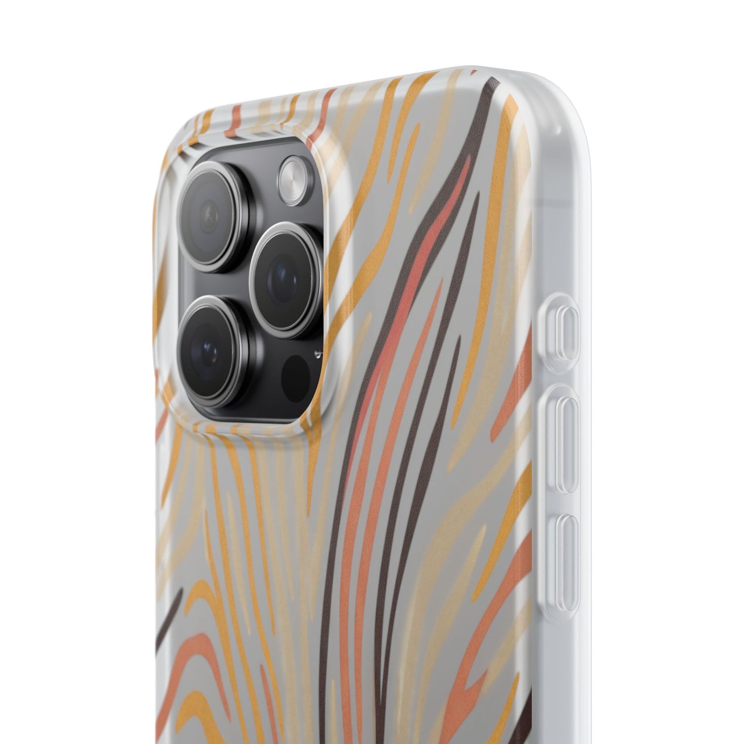 Marbled Neutral Stripe Phone Case — Abstract Beige & Terracotta Flexi Case
