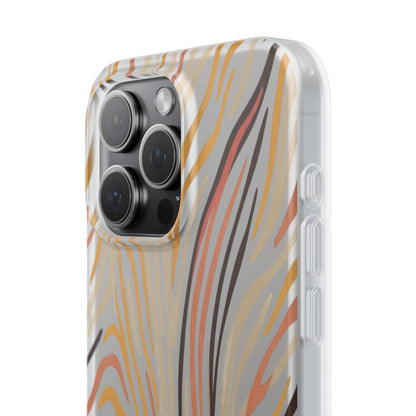 Marbled Neutral Stripe Phone Case — Abstract Beige & Terracotta Flexi Case
