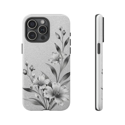 Floral Monochrome Phone Case — Elegant Black & White Lily Design