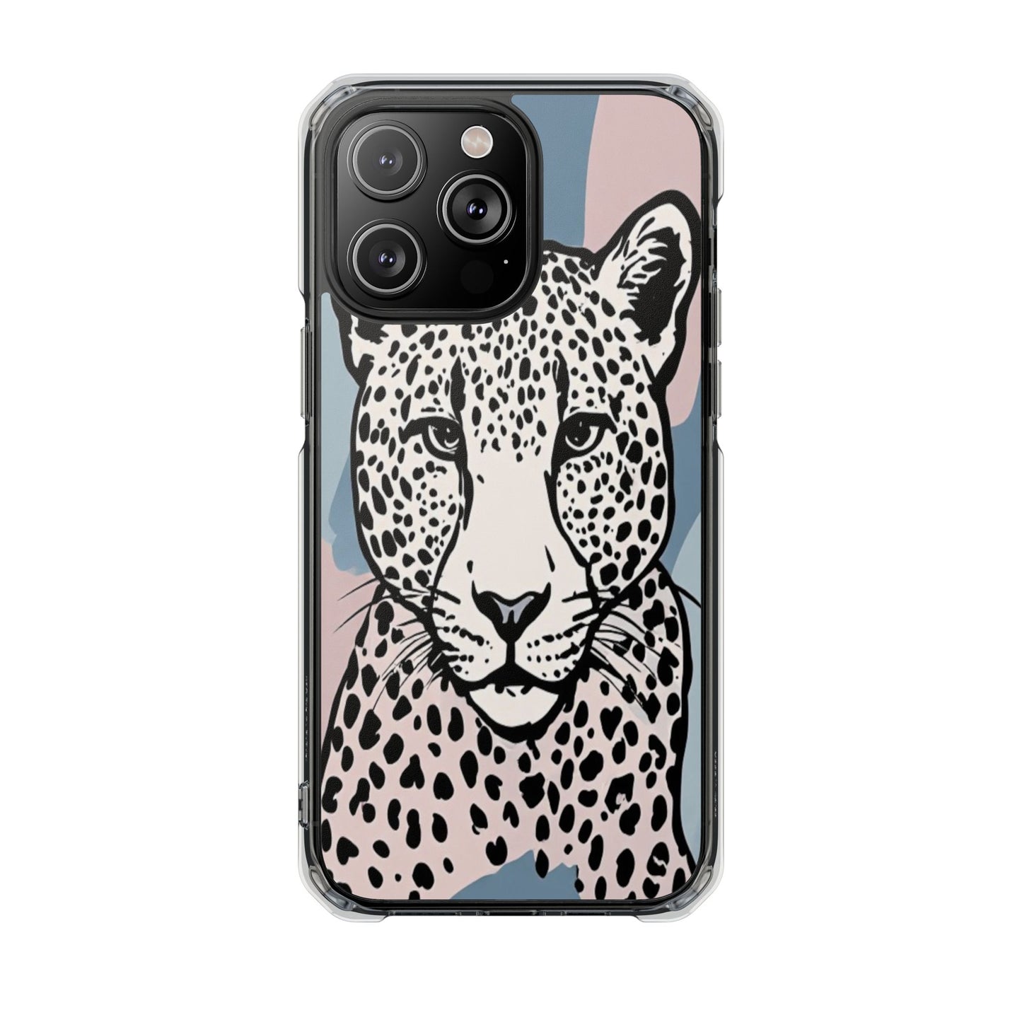 Clear Magnetic Phone Case — Leopard Art Protective Impact Cover
