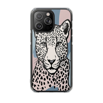 Clear Magnetic Phone Case — Leopard Art Protective Impact Cover