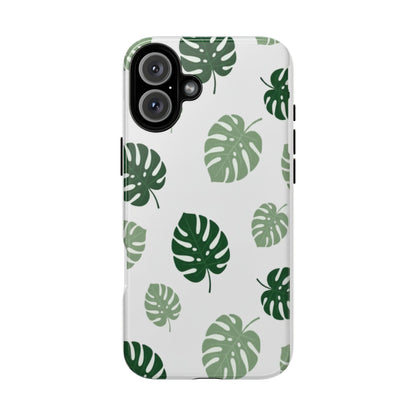 Monstera Leaf Tough Phone Case – Tropical Green Palm Pattern Protective Cover
