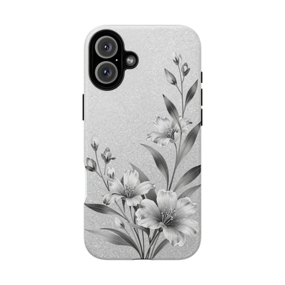 Floral Monochrome Phone Case — Elegant Black & White Lily Design