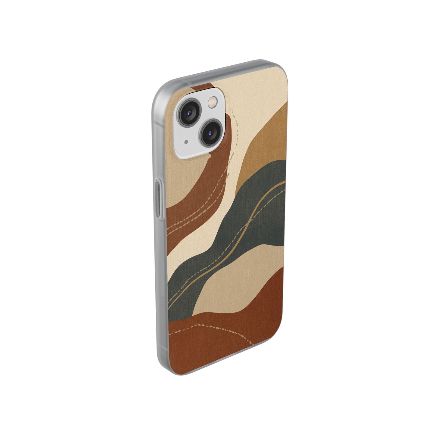 Abstract Earth Tone Phone Case — Boho Wavy Flexi Case