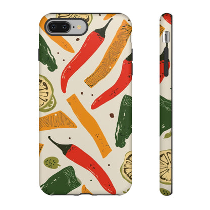 Spicy Peppers Phone Case – Colorful Chili, Lime & Citrus Pattern