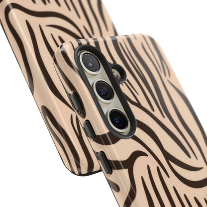 Zebra Stripe Tough Phone Case – Neutral Animal Print Protective Cover