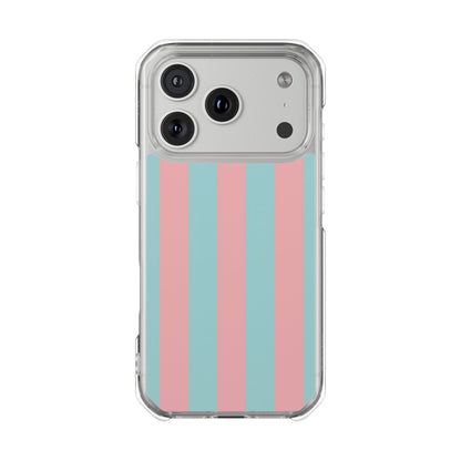 Pink and Blue Stripe Magnetic Clear Phone Case