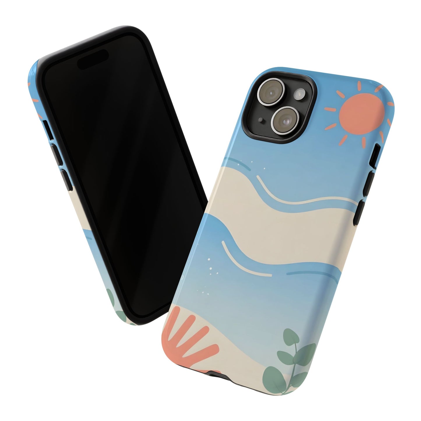 Beach Waves Tough Phone Case — Summer Sun & Seashell Protective Cover