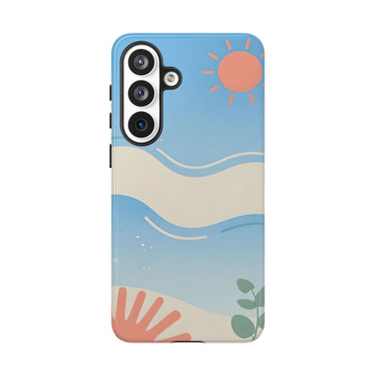 Beach Waves Tough Phone Case — Summer Sun & Seashell Protective Cover