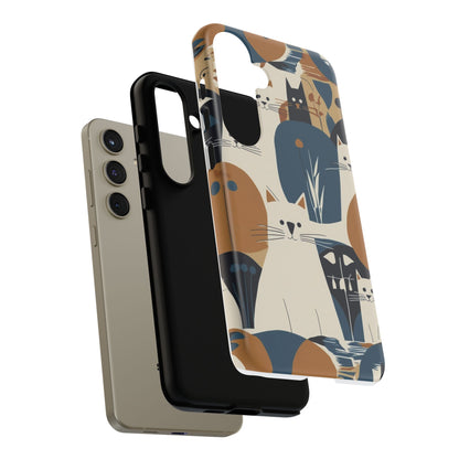 Cat Pattern Phone Case – Retro Abstract Cats Protective iPhone Cover