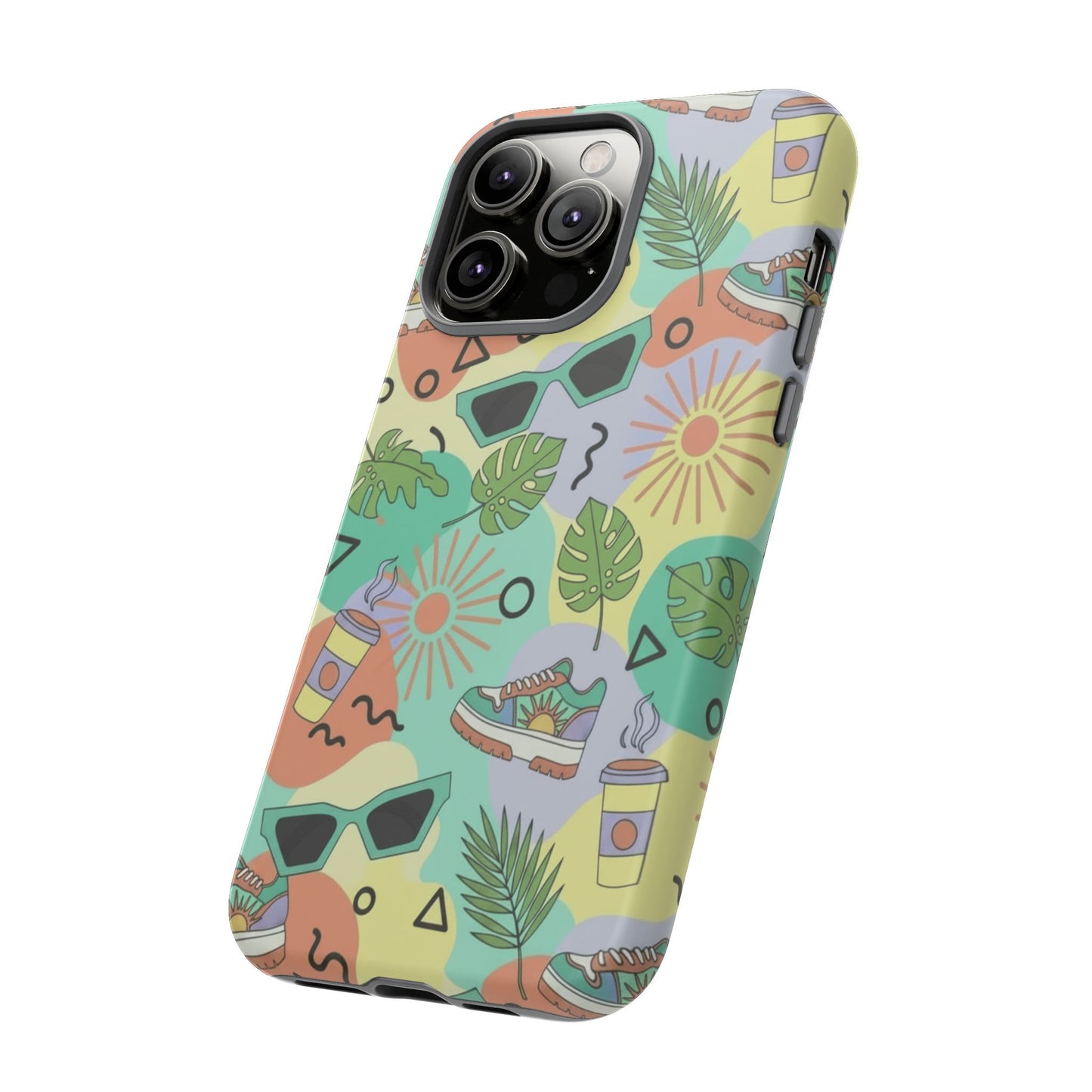 Tropical Summer Phone Case — Retro Sunglasses, Sneakers & Palm Pattern