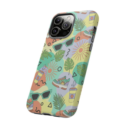 Tropical Summer Phone Case — Retro Sunglasses, Sneakers & Palm Pattern
