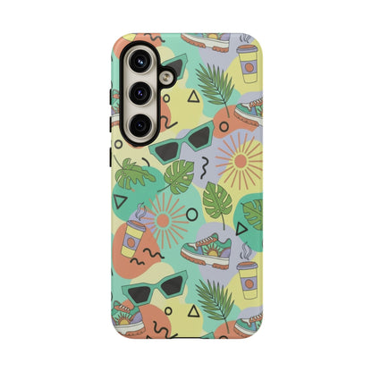 Tropical Summer Phone Case — Retro Sunglasses, Sneakers & Palm Pattern