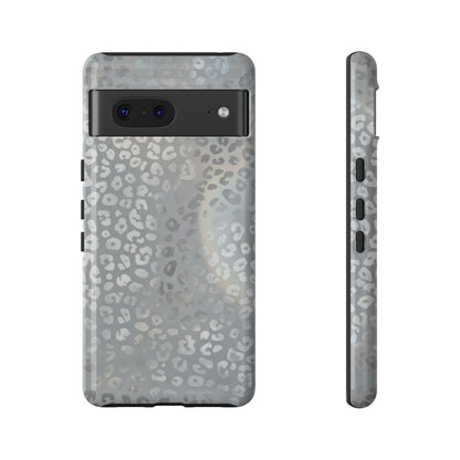 Grey Leopard Print Tough Phone Case — Durable Protective iPhone Cover