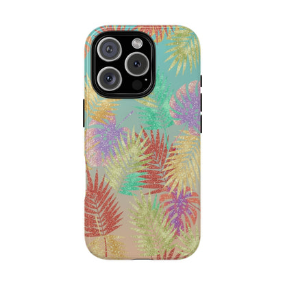 Tropical Palm Leaf Tough Phone Case – Colorful Pastel Botanical Protection