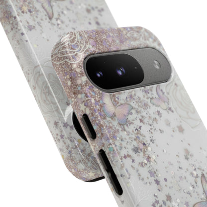 Butterfly Glitter Tough Phone Case — Floral Sparkle Protective Case