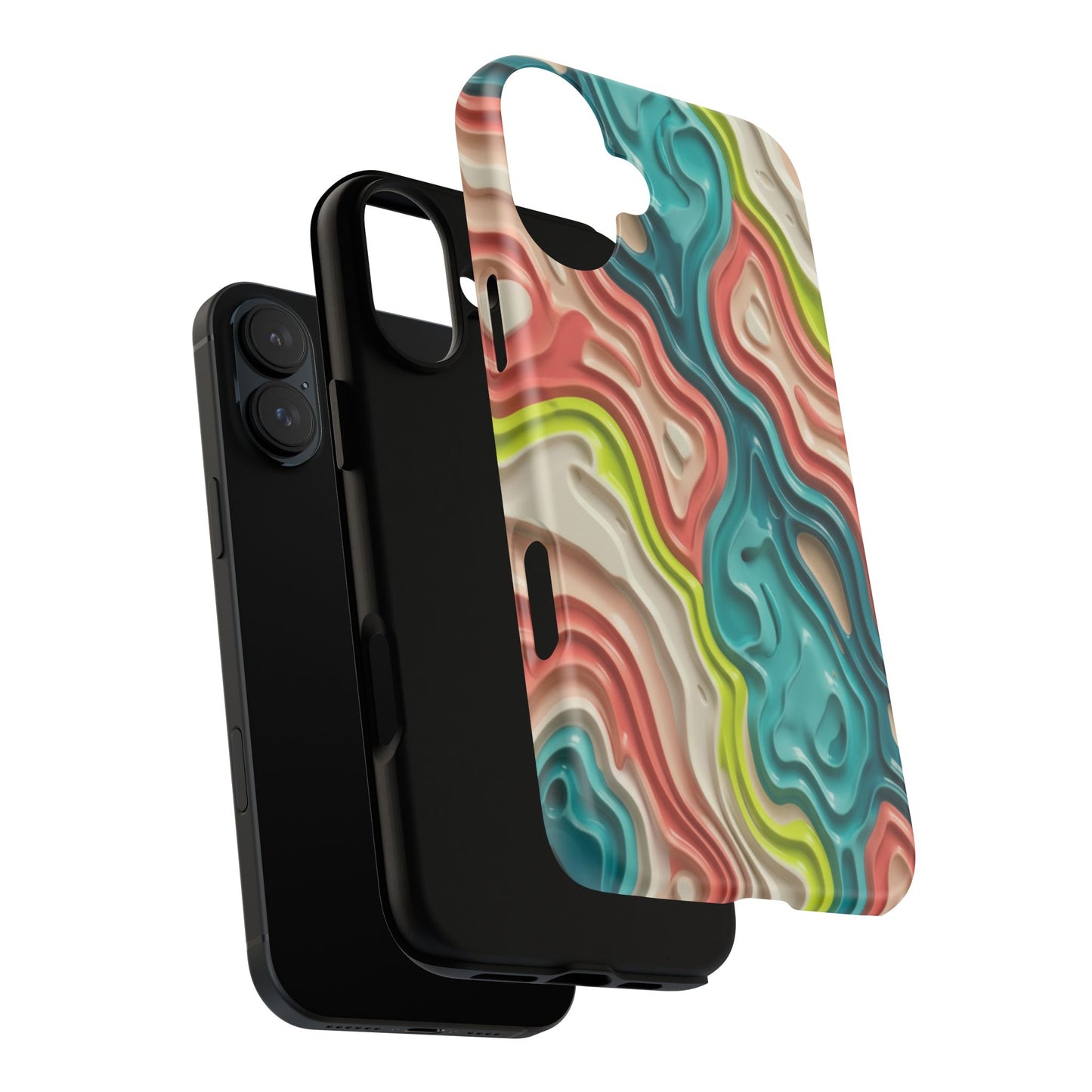 Abstract Contour Phone Case — Colorful Topographic Pattern Tough Case