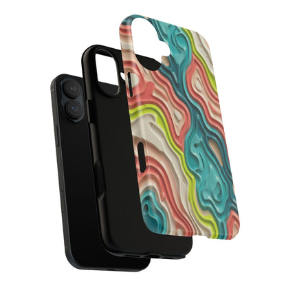 Abstract Contour Phone Case — Colorful Topographic Pattern Tough Case