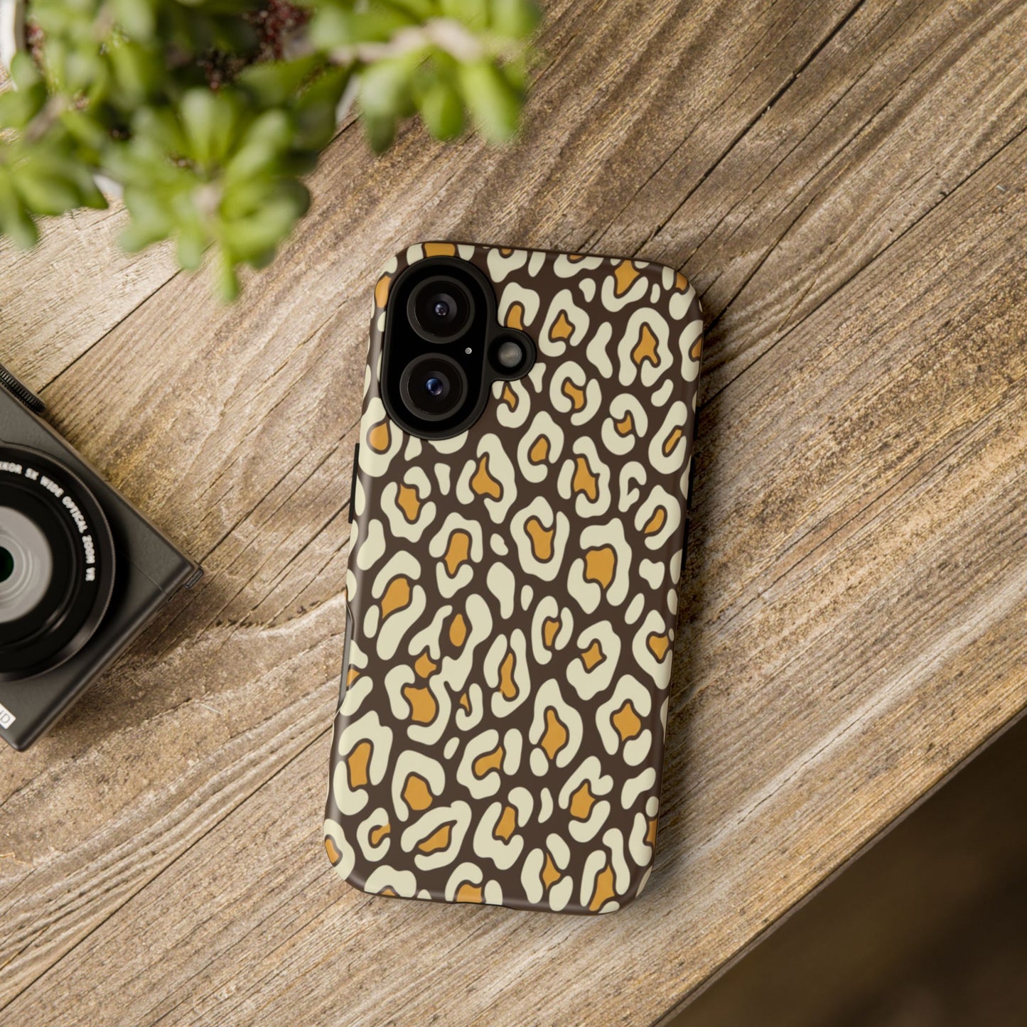 Leopard Print Tough Phone Case — Durable Protective iPhone Cover