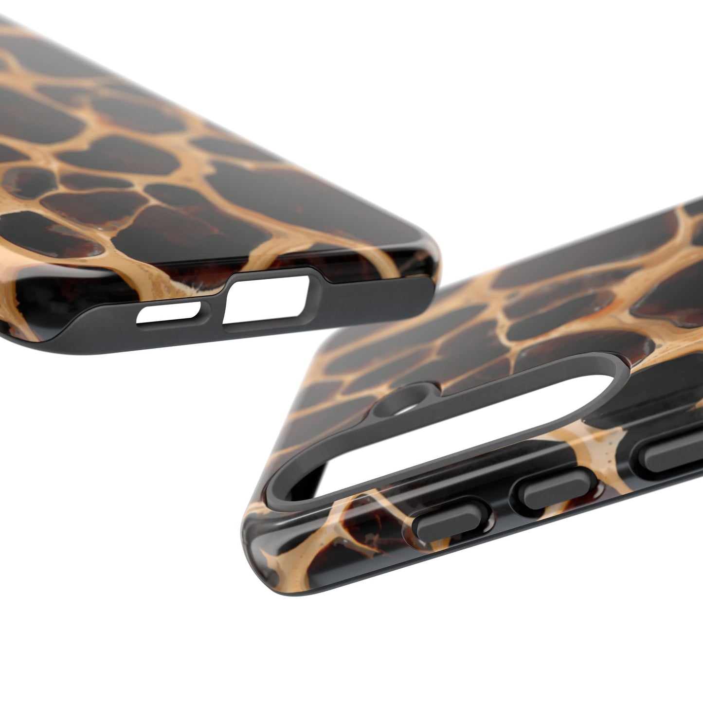 Phone Case — Brown Leather Dot Texture Rugged Protective Cover