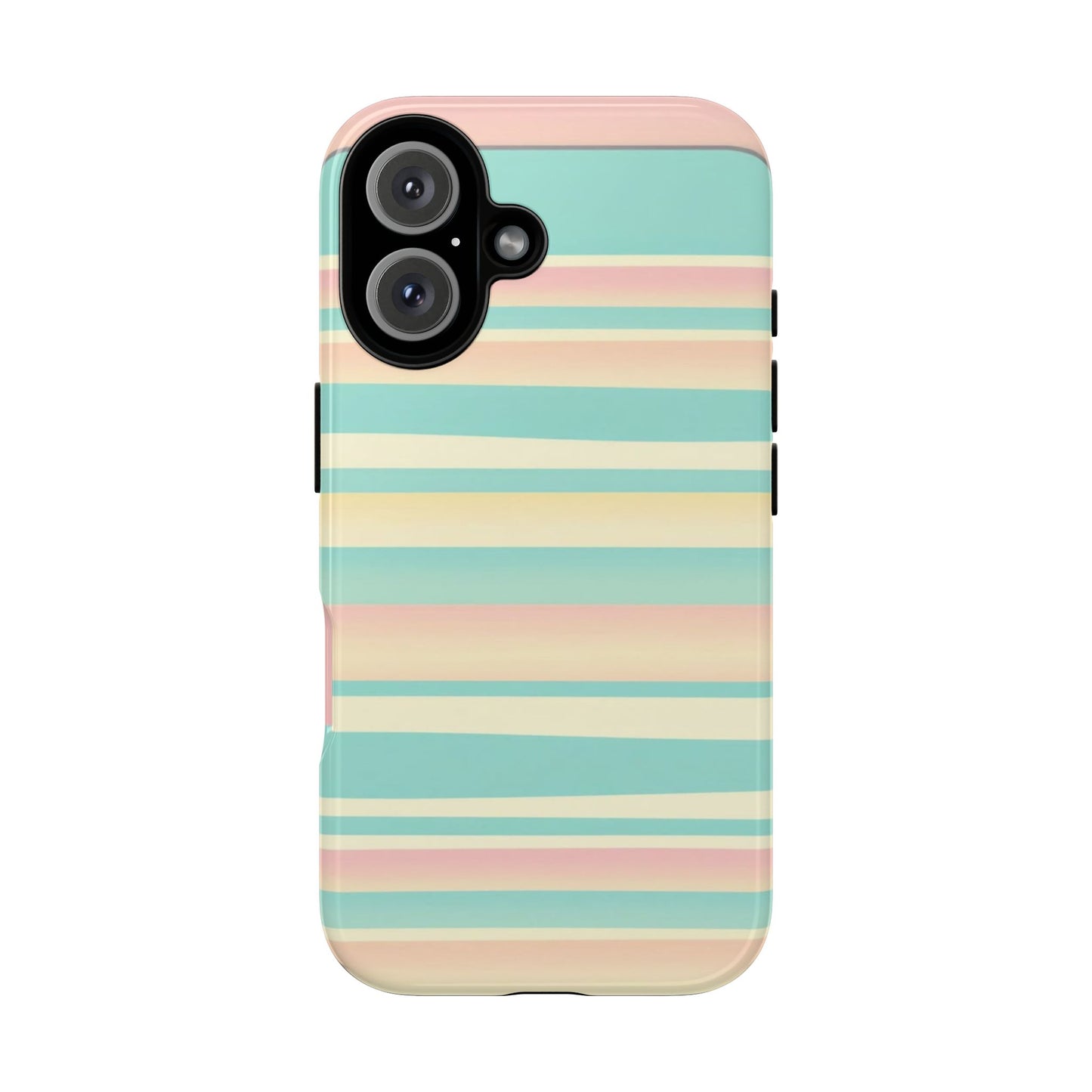 Pastel Striped Tough Phone Case — Mint, Peach & Cream Protective Cover