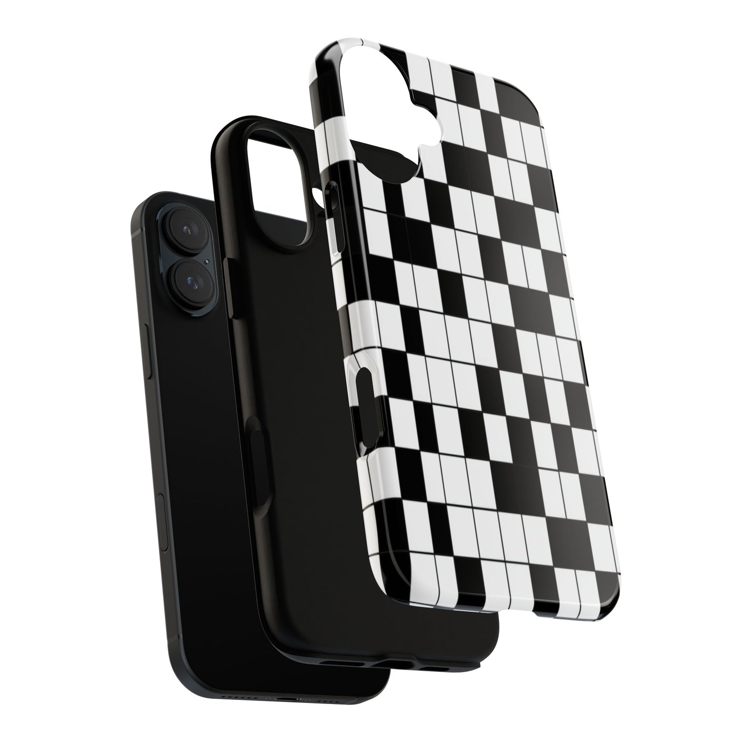 Crossword Grid Phone Case — Black & White Puzzle Pattern Tough Phone Cover