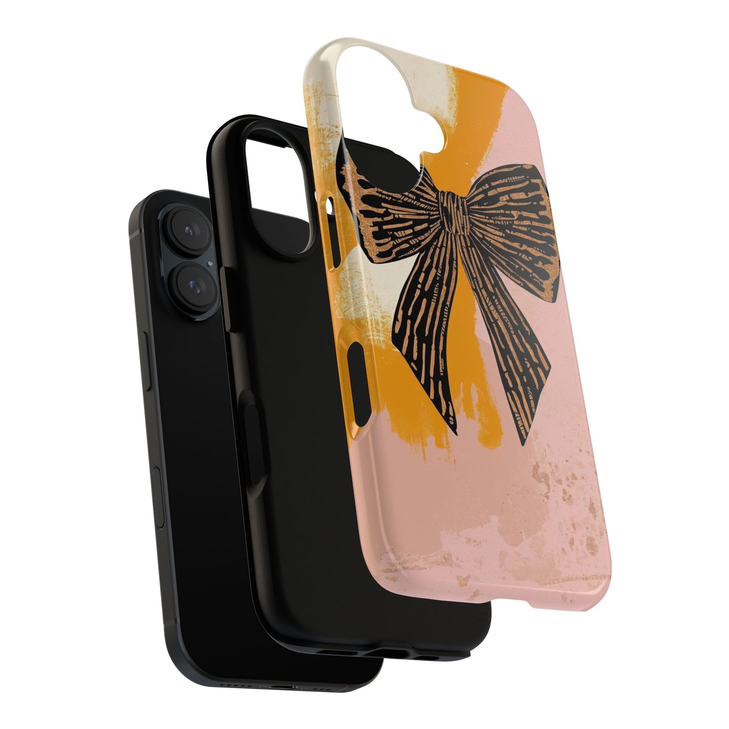 Bow Brushstroke Tough Phone Case — Pink & Mustard