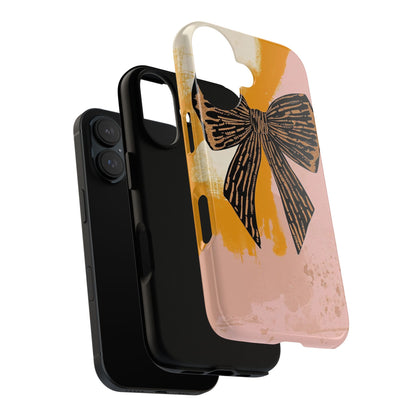 Bow Brushstroke Tough Phone Case — Pink & Mustard