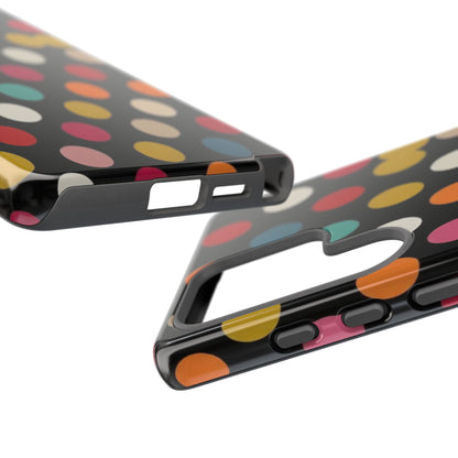 Polka Dot Tough Phone Case – Colorful Retro Dots on Black