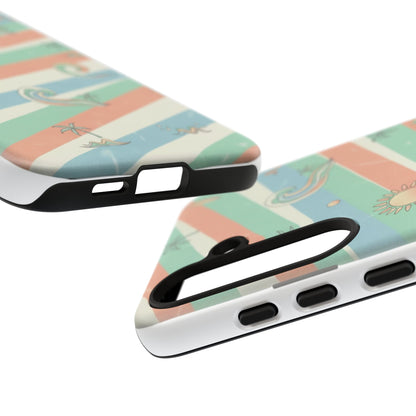 Surf Stripe Tough Phone Case — Retro Beach Waves Pattern