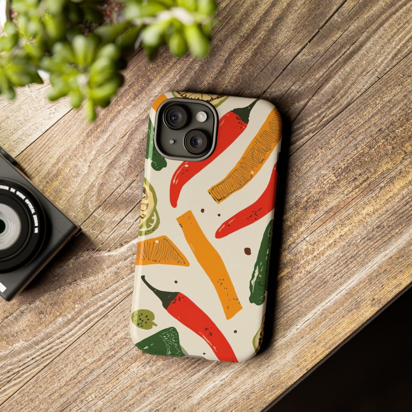 Spicy Peppers Phone Case – Colorful Chili, Lime & Citrus Pattern