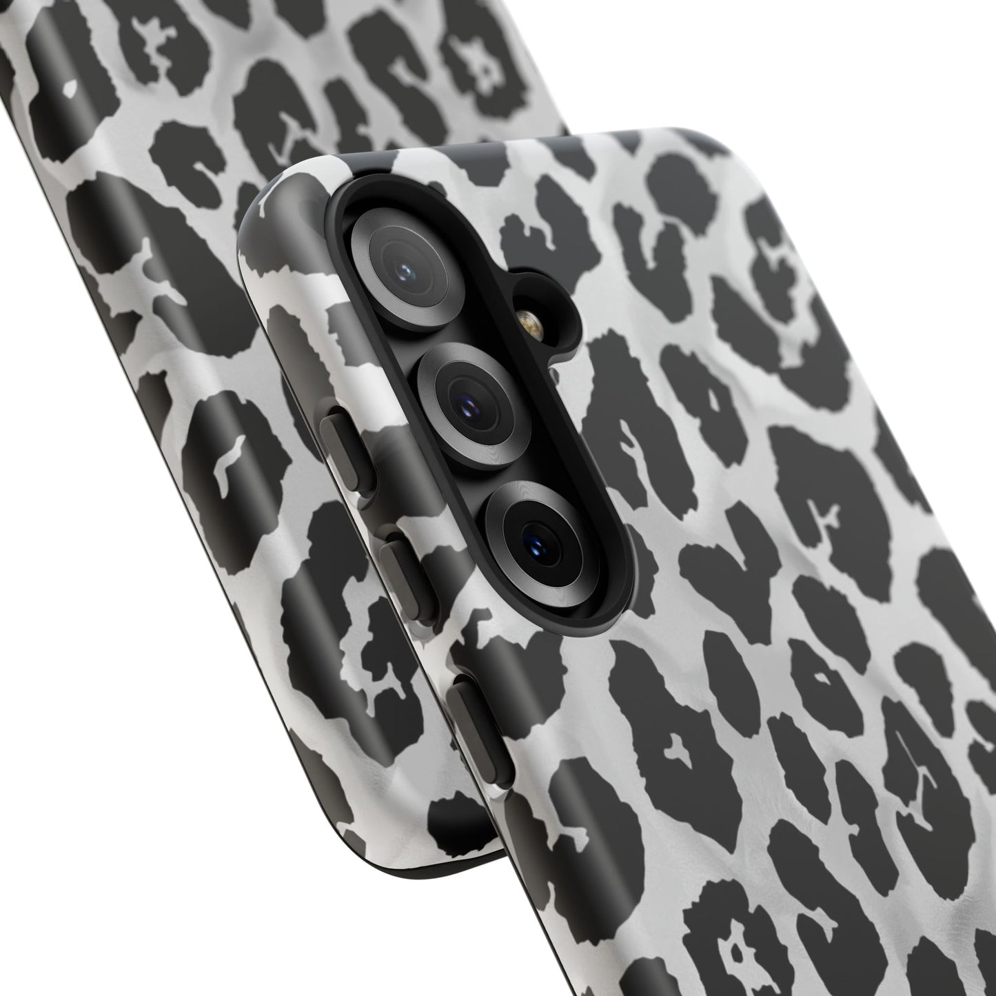Leopard Print Tough Phone Case – Black & White Animal Pattern Protective Cover