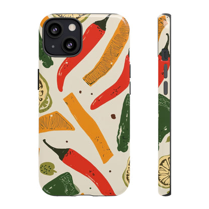 Spicy Peppers Phone Case – Colorful Chili, Lime & Citrus Pattern