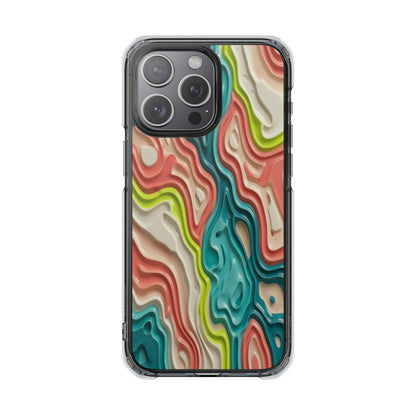 Clear Magnetic Phone Case — Colorful Abstract Layered Swirl Design