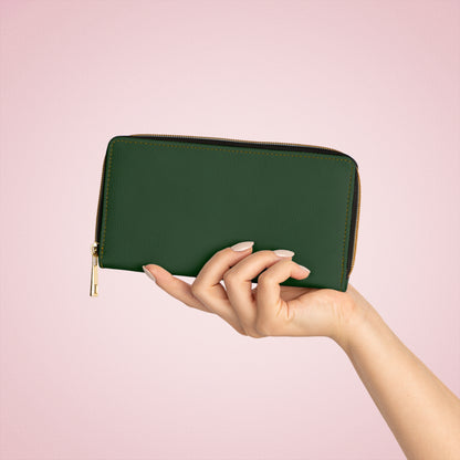 Green Zipper Wallet –  Travel Wallet with Gold Zipper