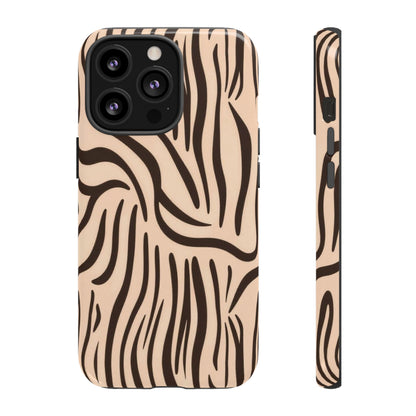 Zebra Stripe Tough Phone Case – Neutral Animal Print Protective Cover