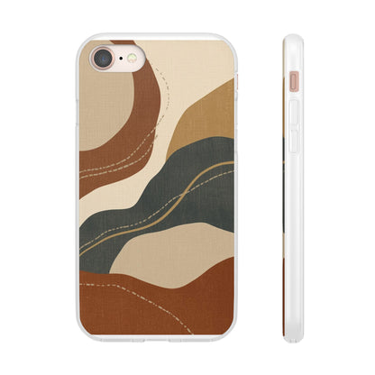 Abstract Earth Tone Phone Case — Boho Wavy Flexi Case