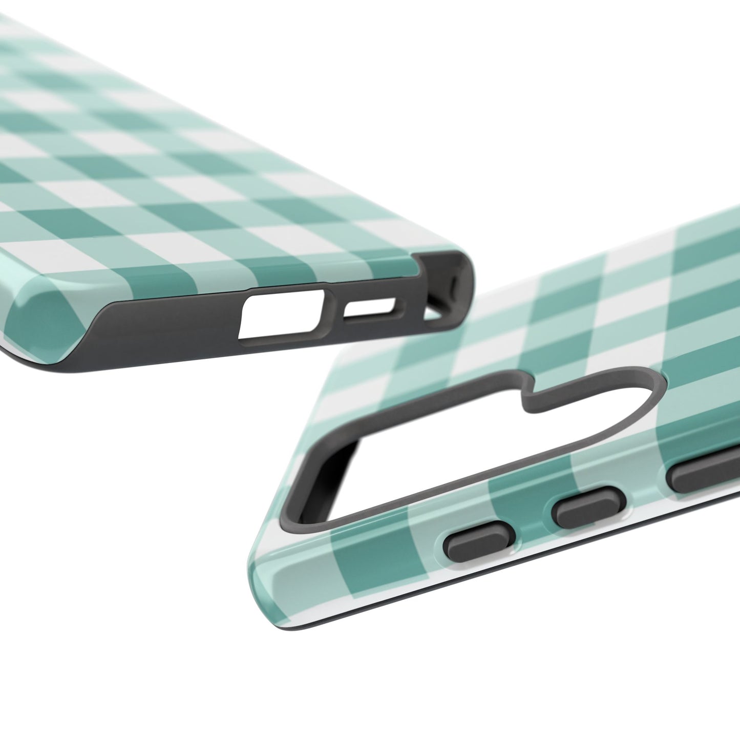 Mint Green Buffalo Check Tough Phone Case — Durable Plaid Protective Cover